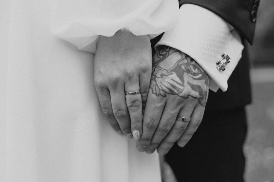Wedding hands with rings